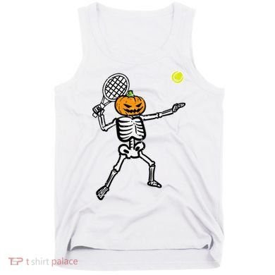 Halloween Pumpkin Skeleton Tennis Costume Tank Top