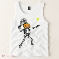 Halloween Pumpkin Skeleton Tennis Costume Tank Top thumb 2