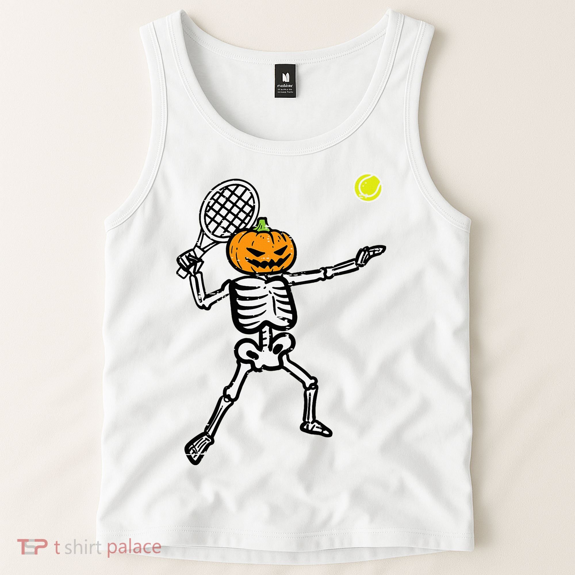 Halloween Pumpkin Skeleton Tennis Costume Tank Top