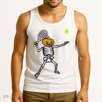 Halloween Pumpkin Skeleton Tennis Costume Tank Top thumb 3