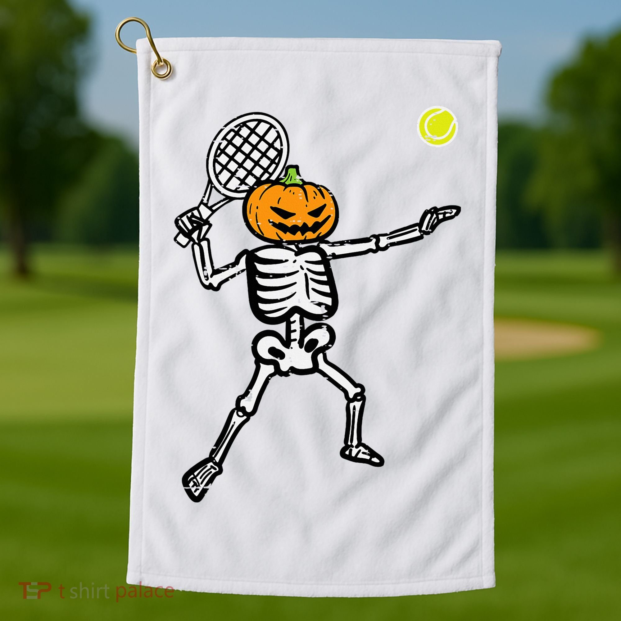 Halloween Pumpkin Skeleton Tennis Costume Golf Towel