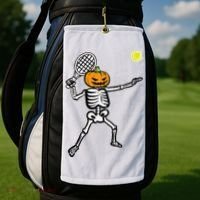 Halloween Pumpkin Skeleton Tennis Costume Golf Towel thumb 2