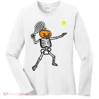 Halloween Pumpkin Skeleton Tennis Costume Women's Long Sleeve Shirt thumb 0