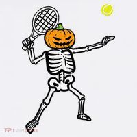 Halloween Pumpkin Skeleton Tennis Costume Kids Sweatshirt thumb 2