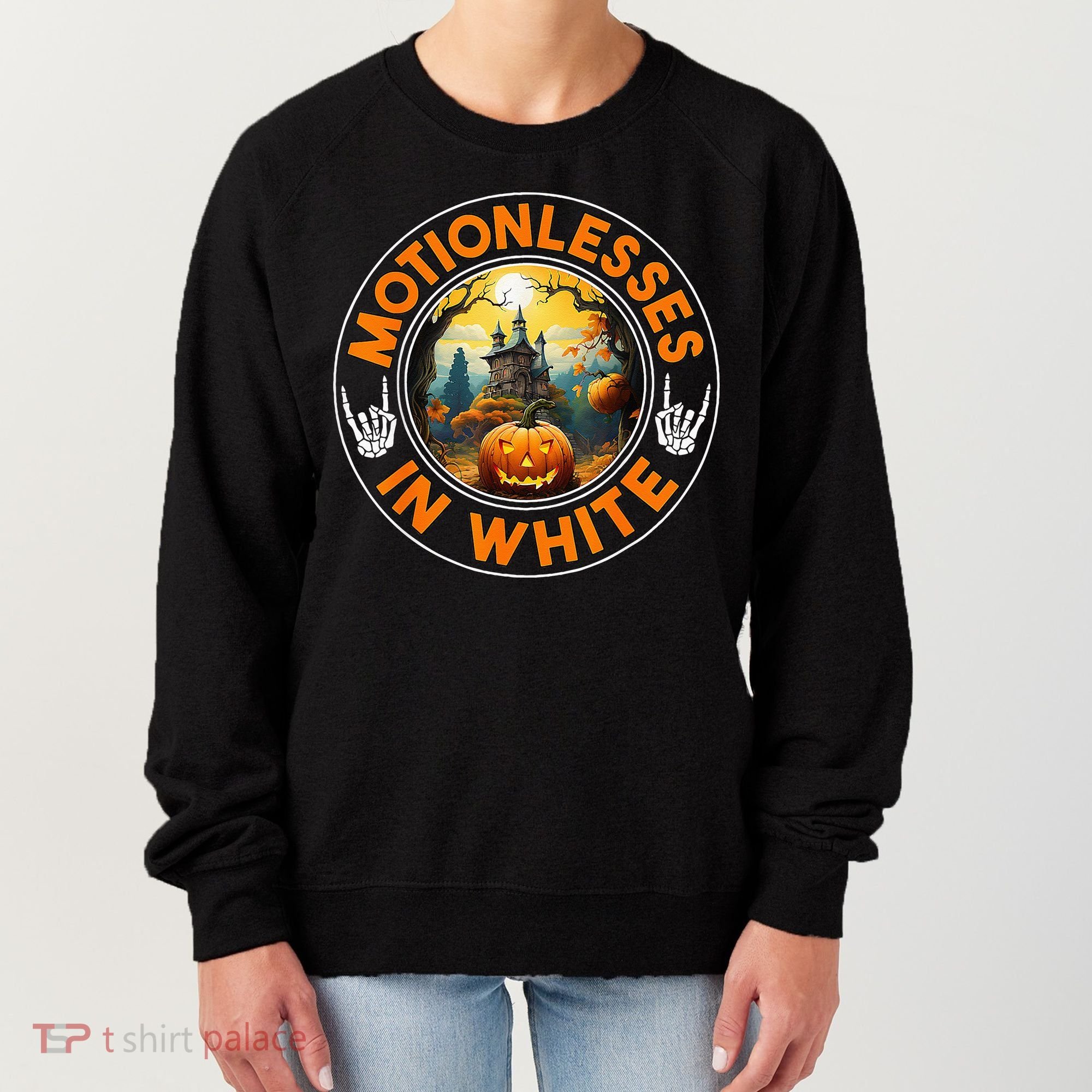 Halloween Pumpkin Scary Funny Motionlesses In White Women's Sweatshirt