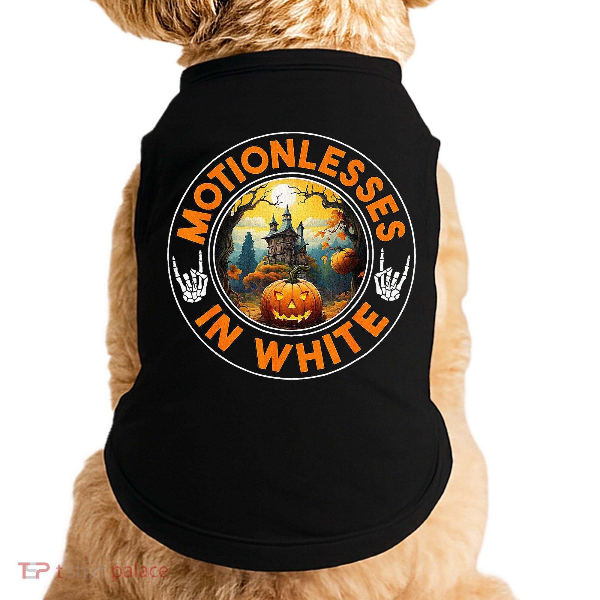 Halloween Pumpkin Scary Funny Motionlesses In White Doggie Tank