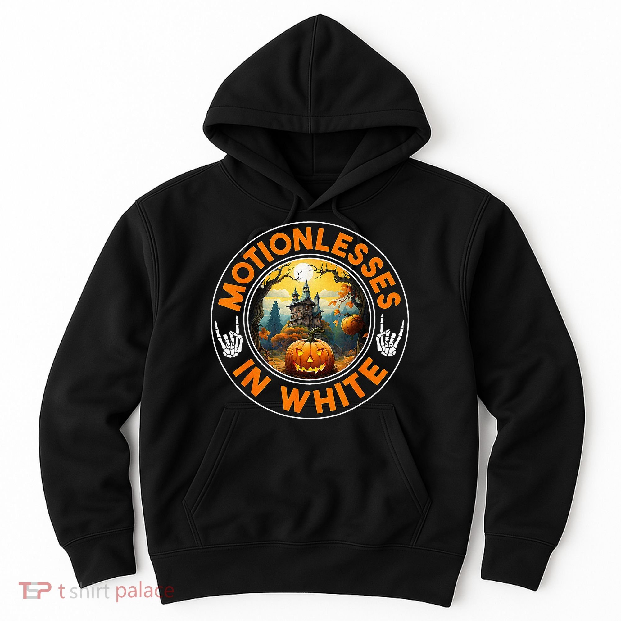 Halloween Pumpkin Scary Funny Motionlesses In White Hoodie