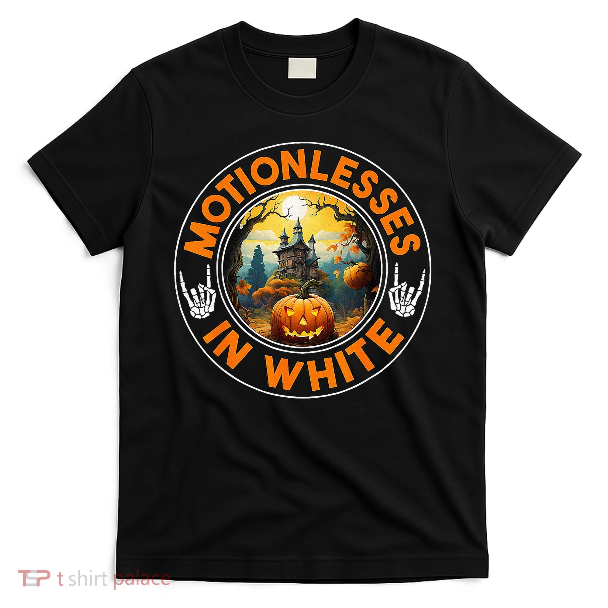 Halloween Pumpkin Scary Funny Motionlesses In White T-Shirt