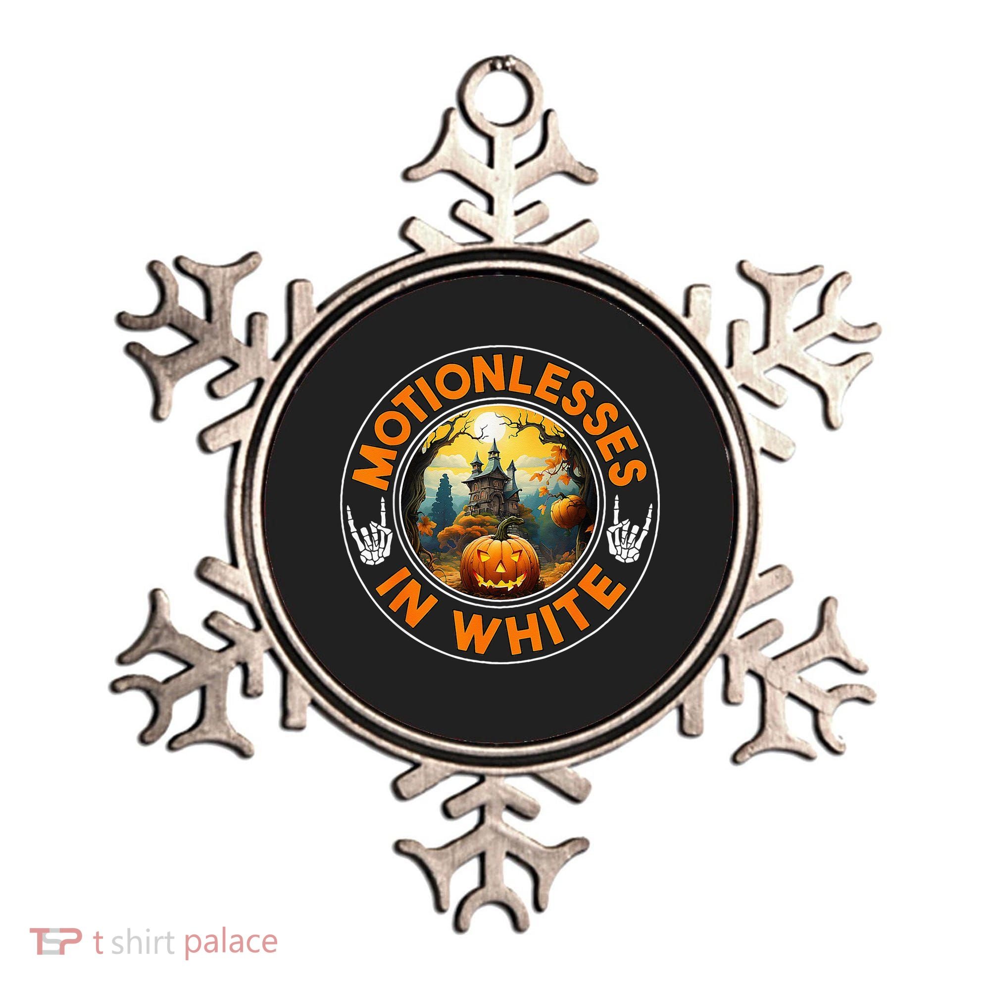 Halloween Pumpkin Scary Funny Motionlesses In White Ornament