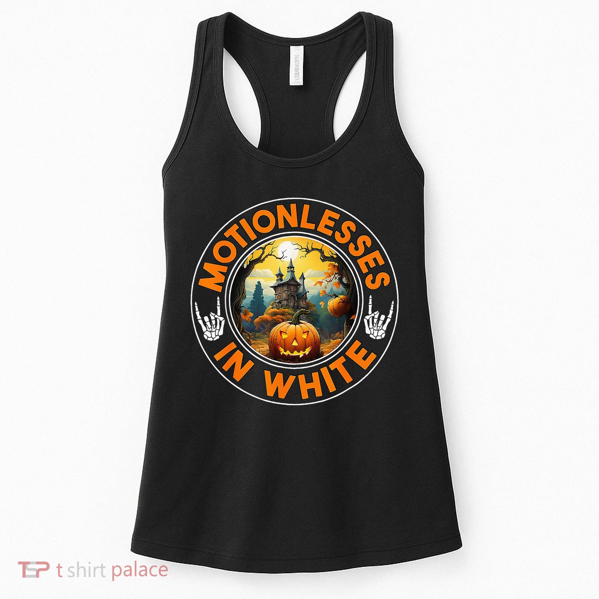 Halloween Pumpkin Scary Funny Motionlesses In White Women's Tank Top