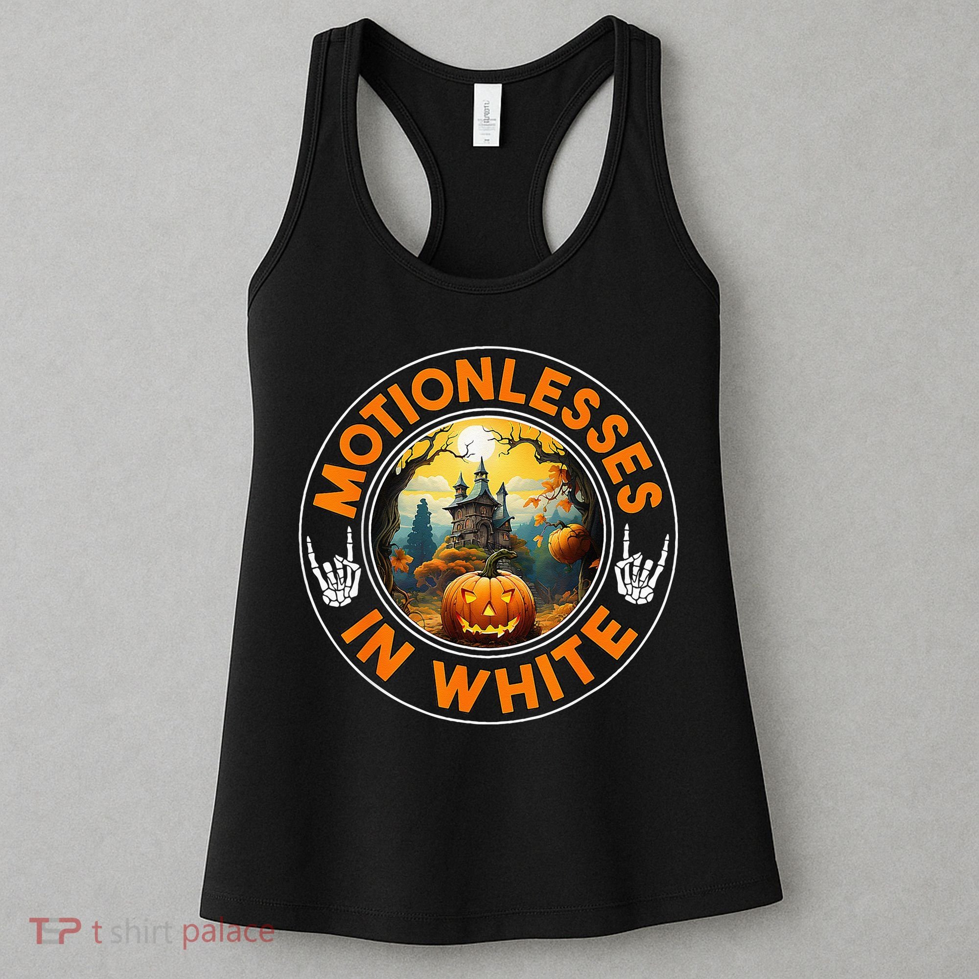 Halloween Pumpkin Scary Funny Motionlesses In White Women's Tank Top