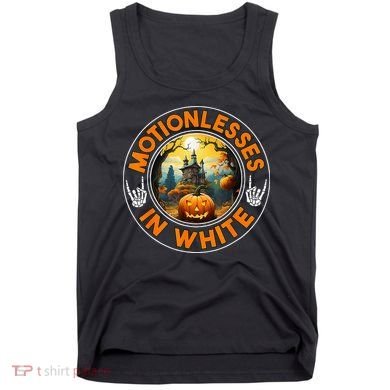 Halloween Pumpkin Scary Funny Motionlesses In White Tank Top