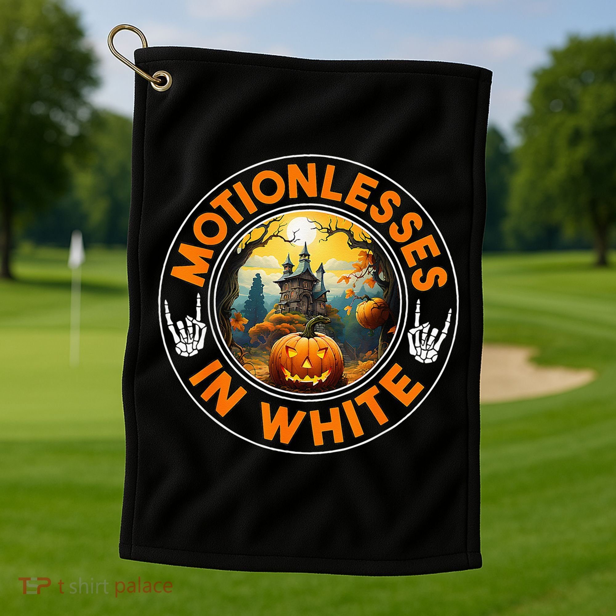 Halloween Pumpkin Scary Funny Motionlesses In White Golf Towel