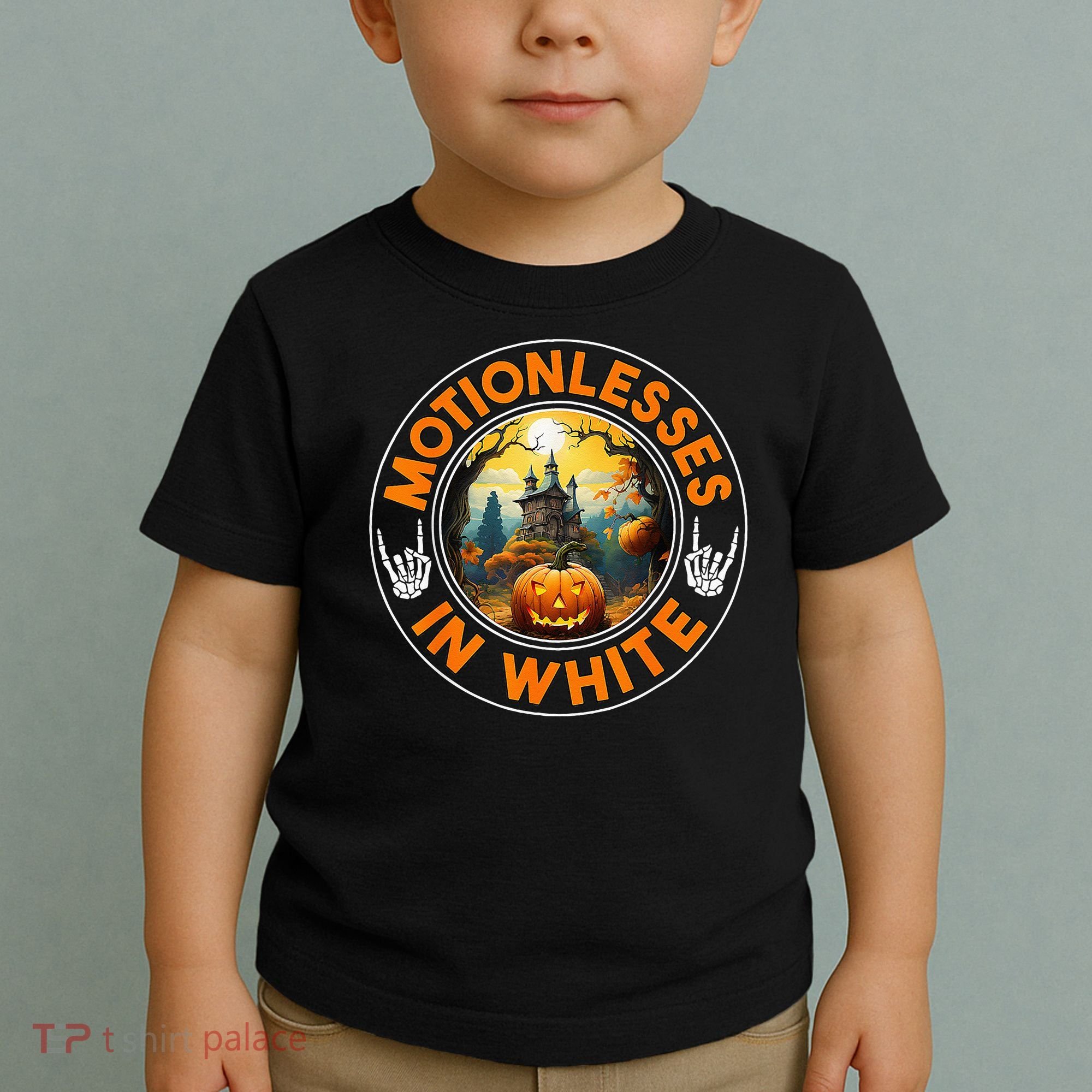 Halloween Pumpkin Scary Funny Motionlesses In White Toddler T-Shirt