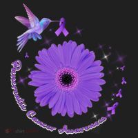 Hummingbird Purple Sunflower Pancreatic Cancer Awareness Gift Beanie thumb 2
