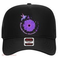 Hummingbird Purple Sunflower Pancreatic Cancer Awareness Gift Hat thumb 0