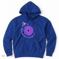 Hummingbird Purple Sunflower Pancreatic Cancer Awareness Gift Hoodie thumb 0