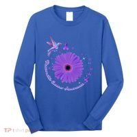 Hummingbird Purple Sunflower Pancreatic Cancer Awareness Gift Long Sleeve Shirt thumb 0