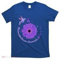 Hummingbird Purple Sunflower Pancreatic Cancer Awareness Gift T-Shirt thumb 0