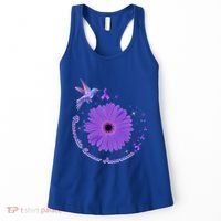 Hummingbird Purple Sunflower Pancreatic Cancer Awareness Gift Women's Tank Top thumb 0