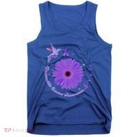 Hummingbird Purple Sunflower Pancreatic Cancer Awareness Gift Tank Top thumb 0