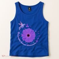 Hummingbird Purple Sunflower Pancreatic Cancer Awareness Gift Tank Top thumb 2