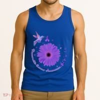 Hummingbird Purple Sunflower Pancreatic Cancer Awareness Gift Tank Top thumb 3