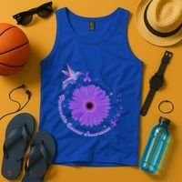 Hummingbird Purple Sunflower Pancreatic Cancer Awareness Gift Tank Top thumb 4