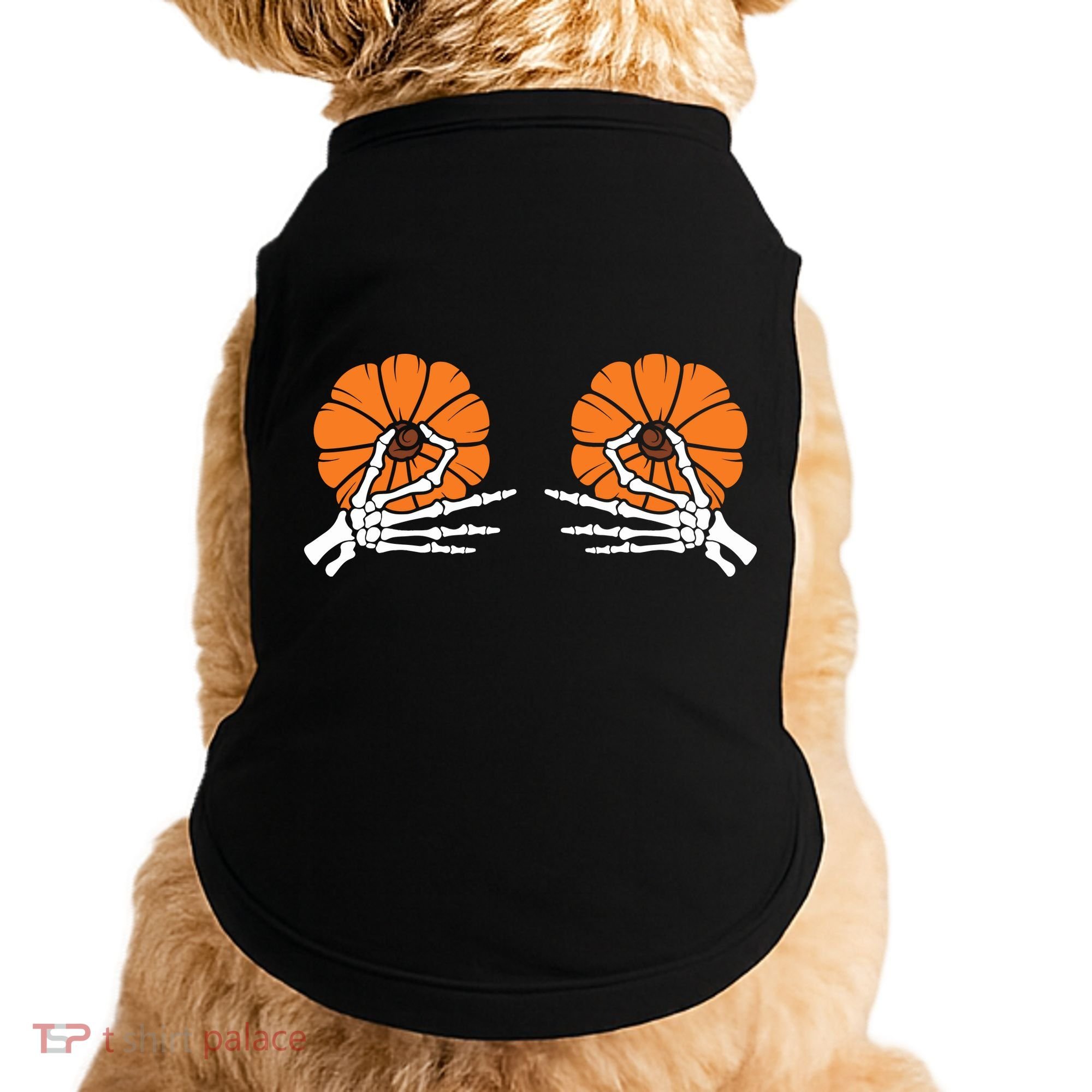 Halloween Pinch Skeleton Pumpkin Boobs Doggie Tank