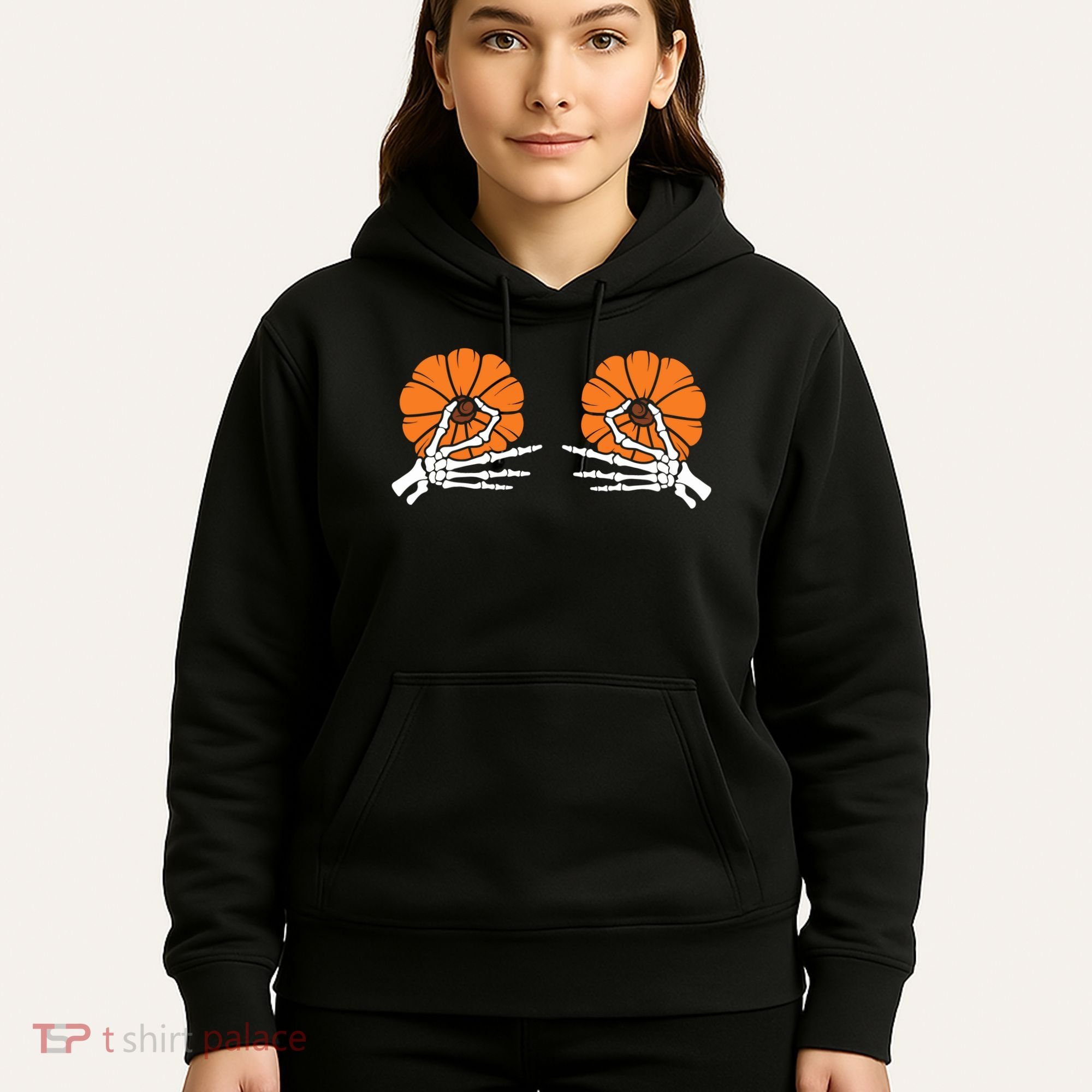 Halloween Pinch Skeleton Pumpkin Boobs Hoodie