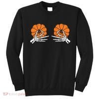 Halloween Pinch Skeleton Pumpkin Boobs Sweatshirt thumb 0