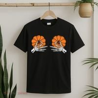 Halloween Pinch Skeleton Pumpkin Boobs T-Shirt thumb 2