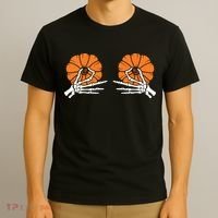 Halloween Pinch Skeleton Pumpkin Boobs T-Shirt thumb 3