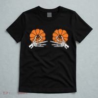 Halloween Pinch Skeleton Pumpkin Boobs T-Shirt thumb 5