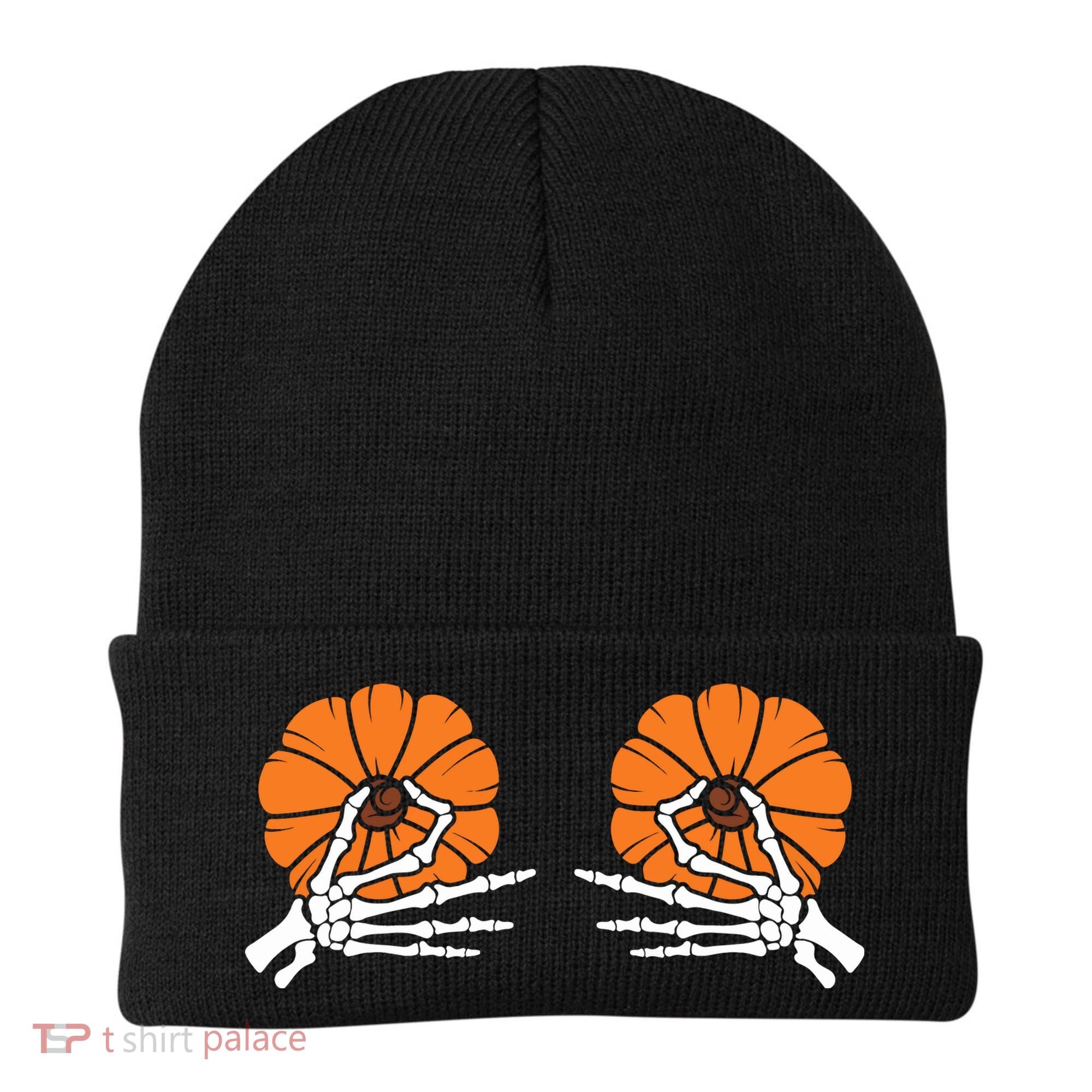 Halloween Pinch Skeleton Pumpkin Boobs Beanie
