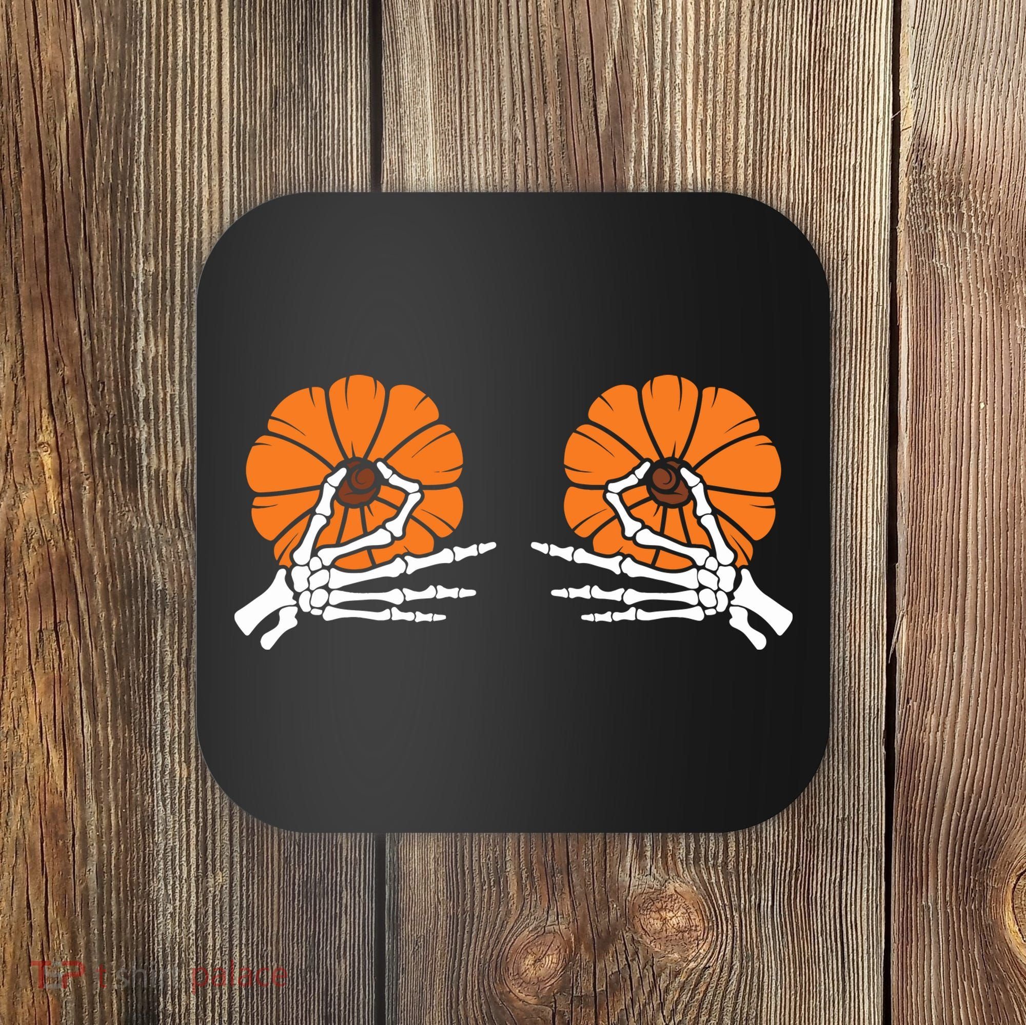 Halloween Pinch Skeleton Pumpkin Boobs Coaster
