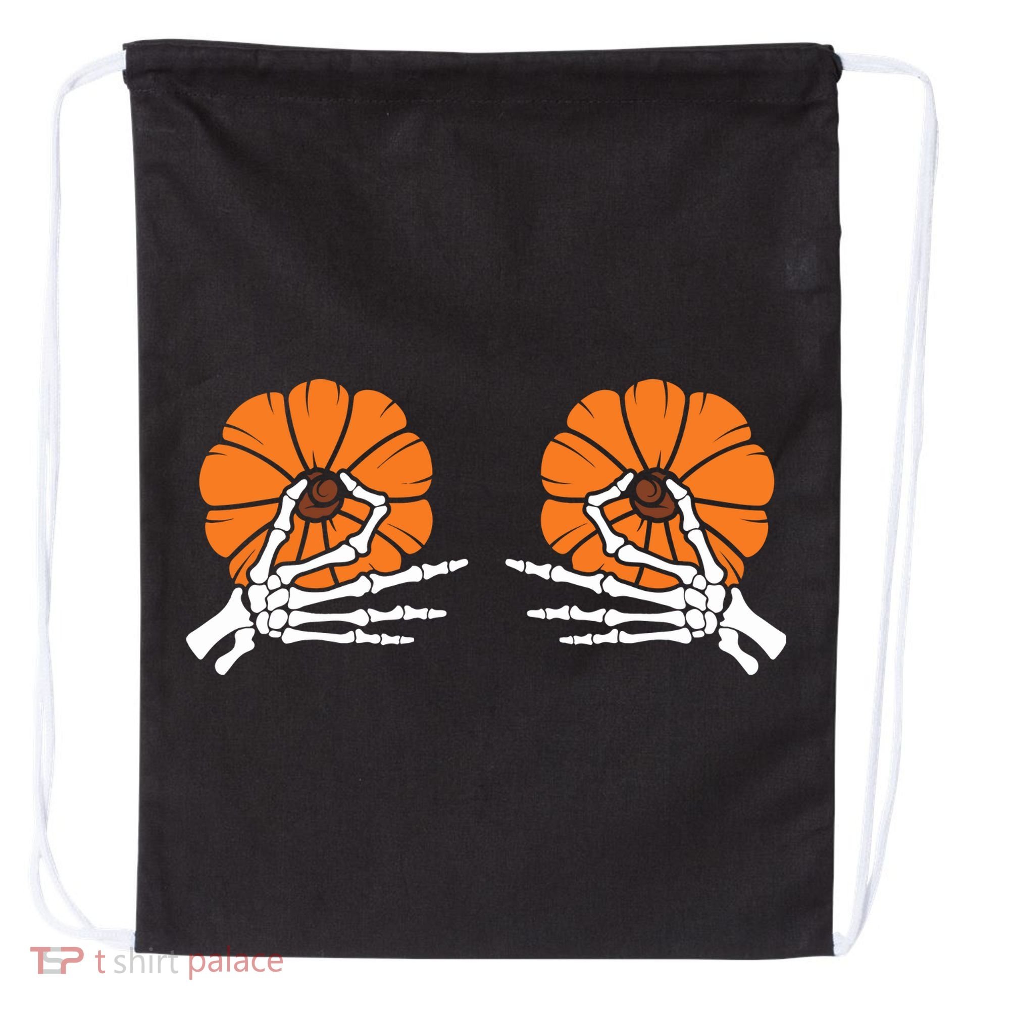 Halloween Pinch Skeleton Pumpkin Boobs Drawstring Bag