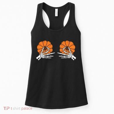 Halloween Pinch Skeleton Pumpkin Boobs Women's Tank Top
