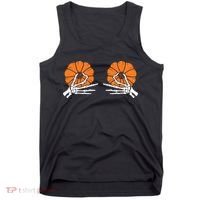 Halloween Pinch Skeleton Pumpkin Boobs Tank Top thumb 0