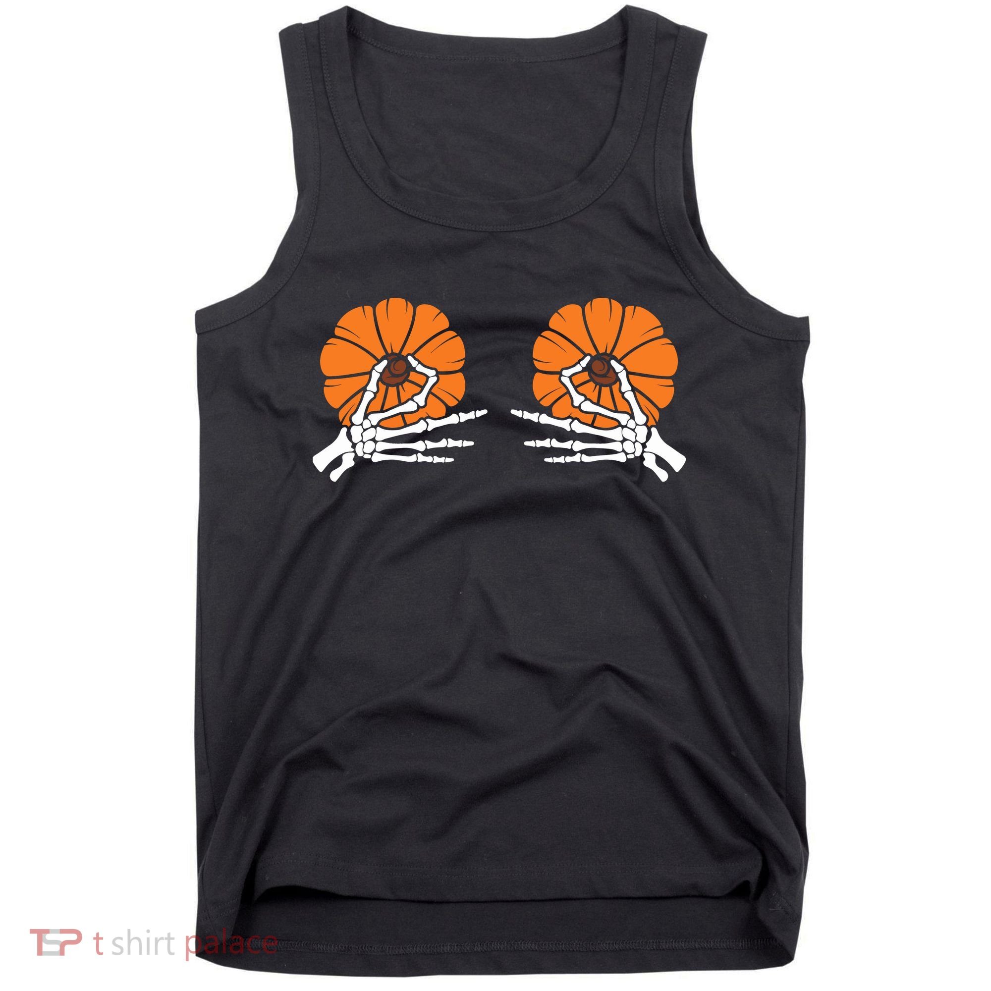 Halloween Pinch Skeleton Pumpkin Boobs Tank Top