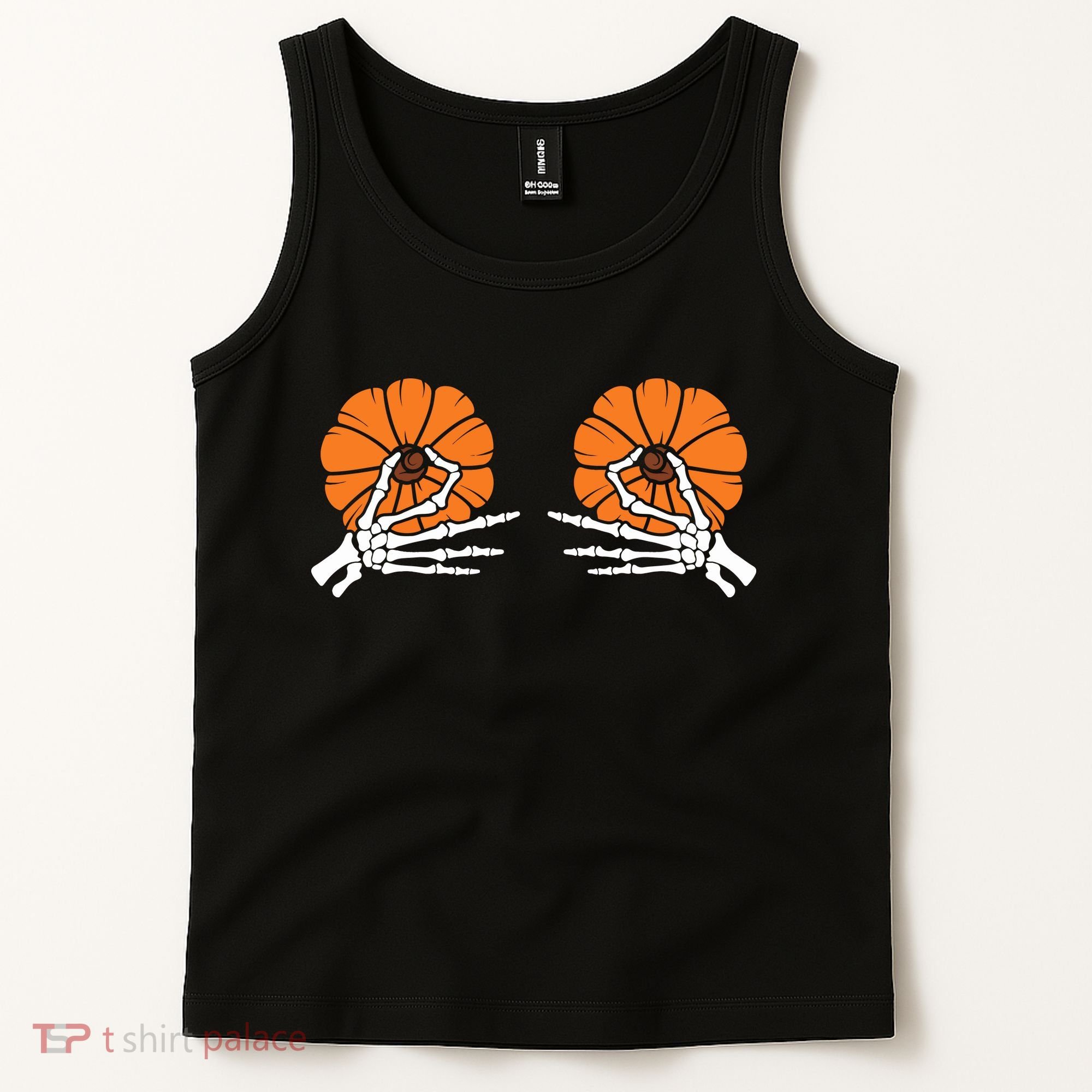 Halloween Pinch Skeleton Pumpkin Boobs Tank Top