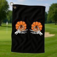 Halloween Pinch Skeleton Pumpkin Boobs Golf Towel thumb 1