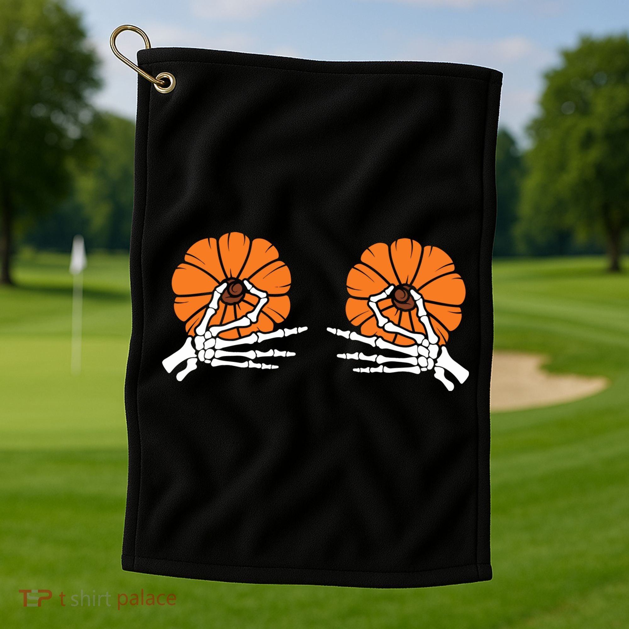 Halloween Pinch Skeleton Pumpkin Boobs Golf Towel