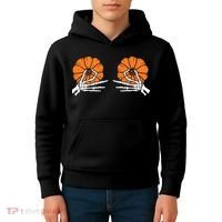 Halloween Pinch Skeleton Pumpkin Boobs Kids Hoodie thumb 4