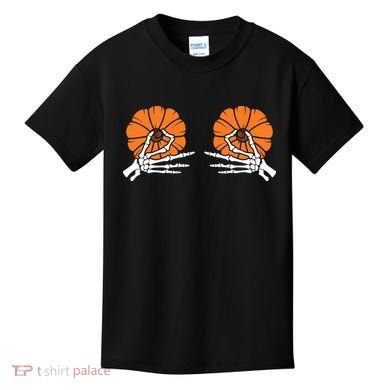 Halloween Pinch Skeleton Pumpkin Boobs Kids T-Shirt