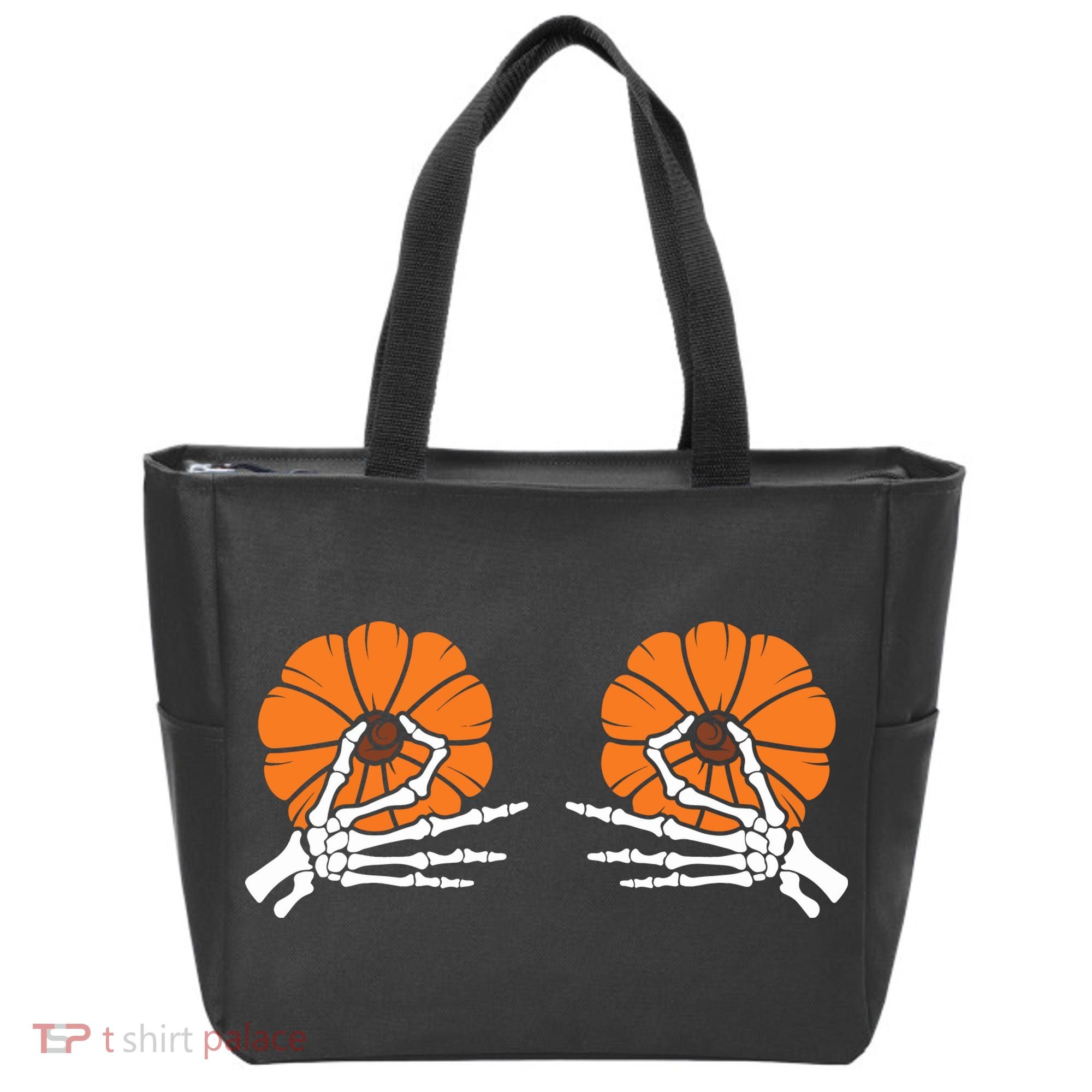 Halloween Pinch Skeleton Pumpkin Boobs Tote Bag