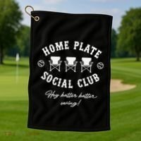 Home Plate Social Club  Baseball Season Golf Towel thumb 1