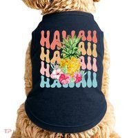 Hawaii Pineapple Summer Groovy Retro Doggie Tank thumb 0