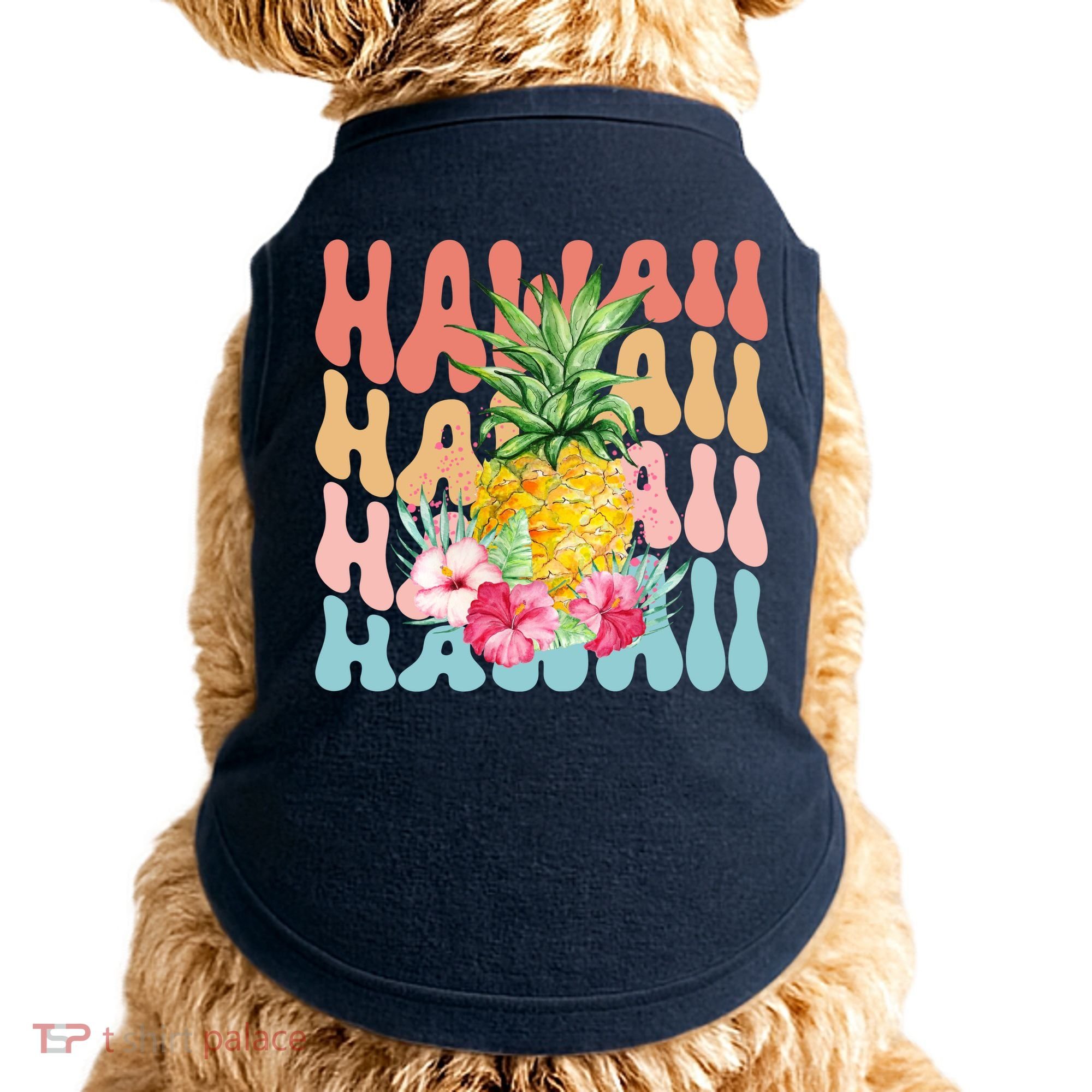 Hawaii Pineapple Summer Groovy Retro Doggie Tank