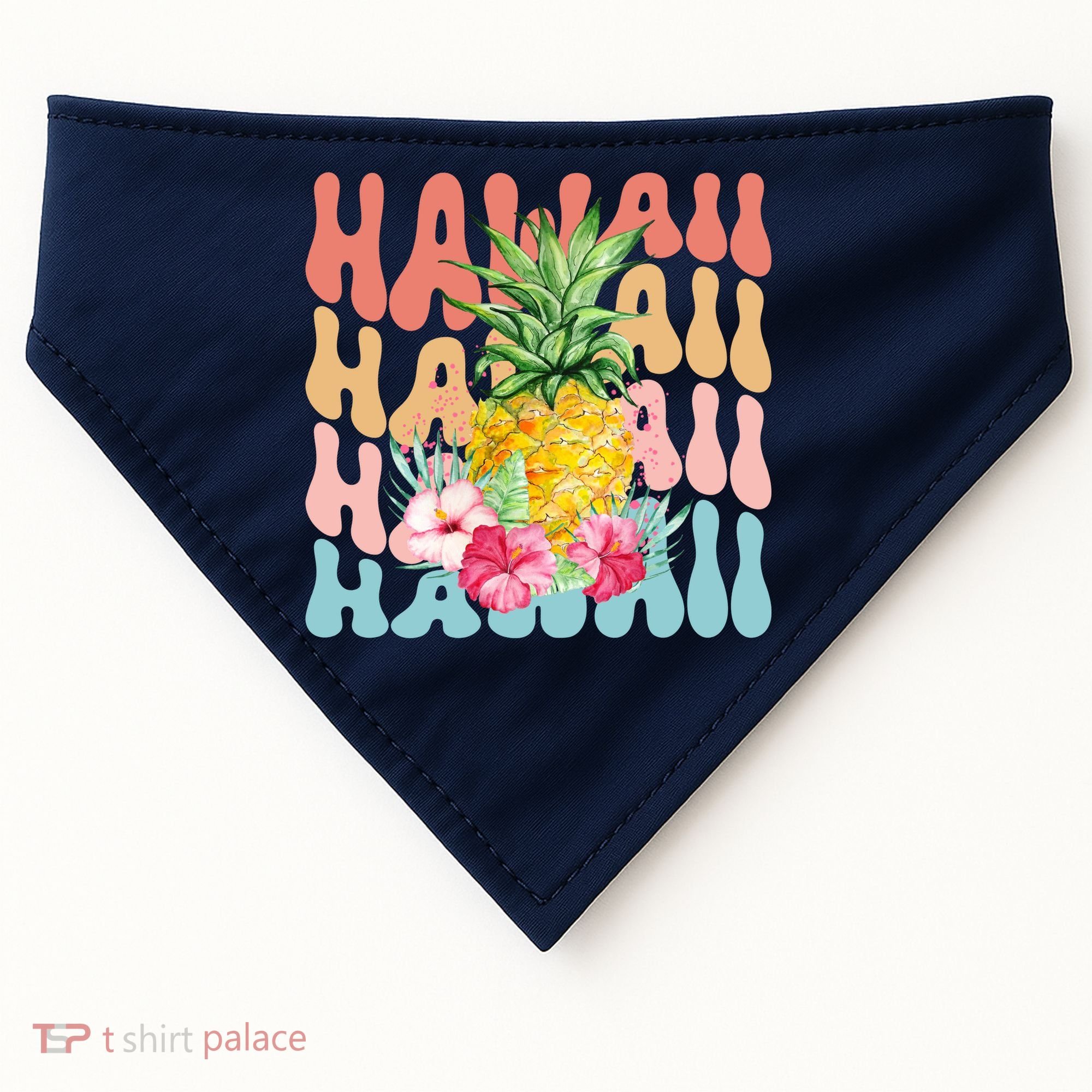 Hawaii Pineapple Summer Groovy Retro USA-Made Doggie Bandana
